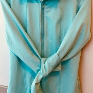 Mint green active wear jacket with mesh upper back